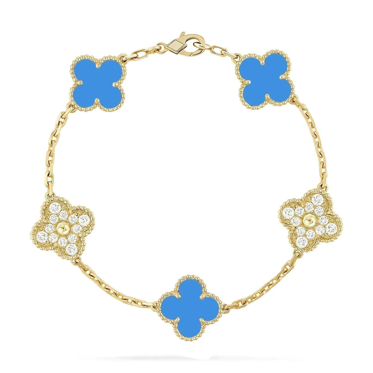 [Lumi]New  CLOVER 5 MOTIF BLUE AGATE BRACELET COLLECTION