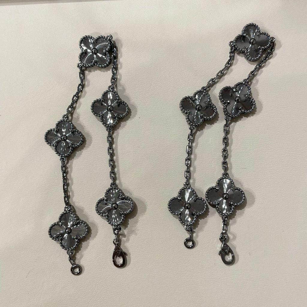 [Lumi]New CLOVER 5 MOTIF BLACK BRACELET