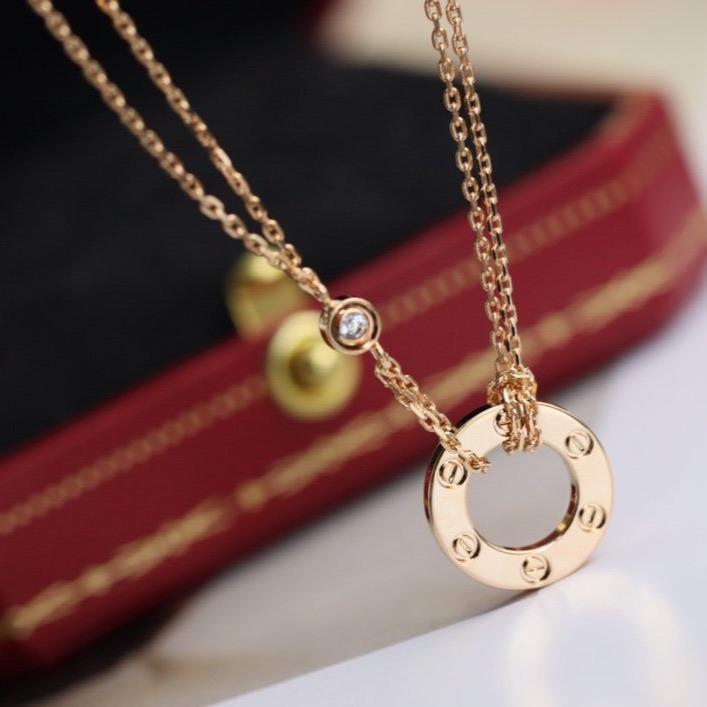 Lumi® LOVE Halskette, verstellbar, Roségold, 2 Diamanten 