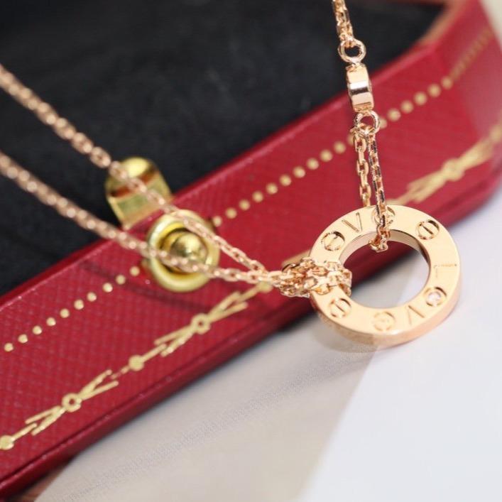 Lumi® LOVE Halskette, verstellbar, Roségold, 2 Diamanten 