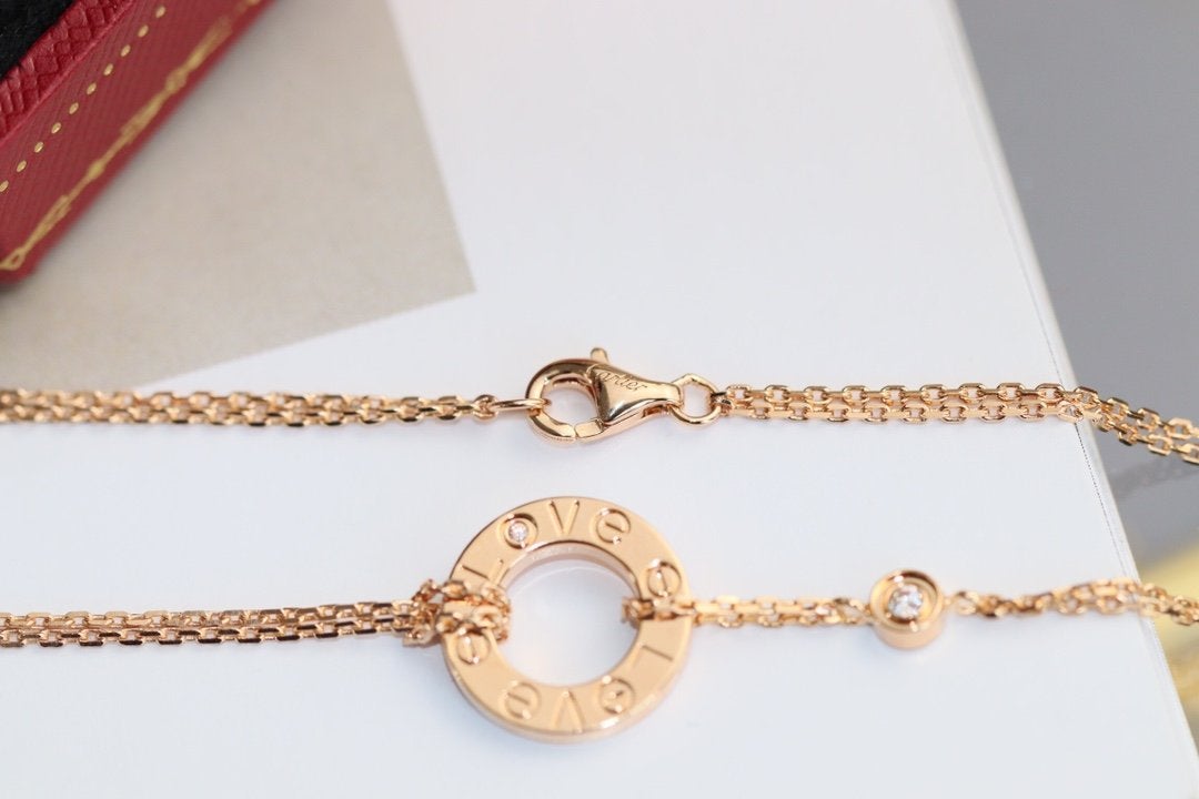 Lumi® LOVE Halskette, verstellbar, Roségold, 2 Diamanten 