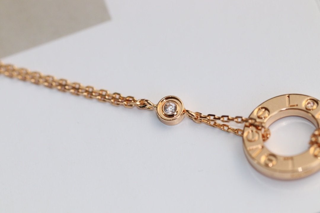 Lumi® LOVE Halskette, verstellbar, Roségold, 2 Diamanten 