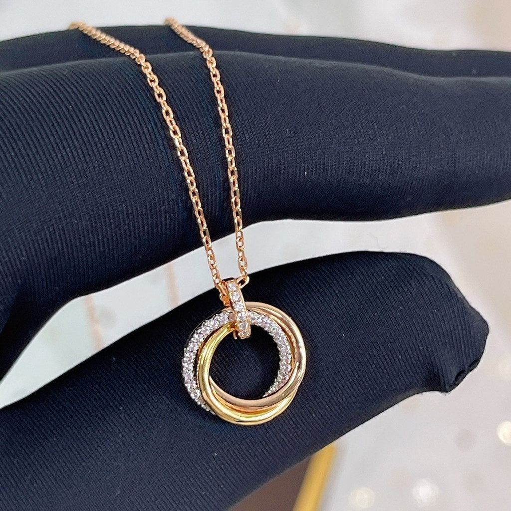 ¡®Lumi¡¯TRINITY NECKLACE SILVER GOLD PINK GOLD DIAMONDS