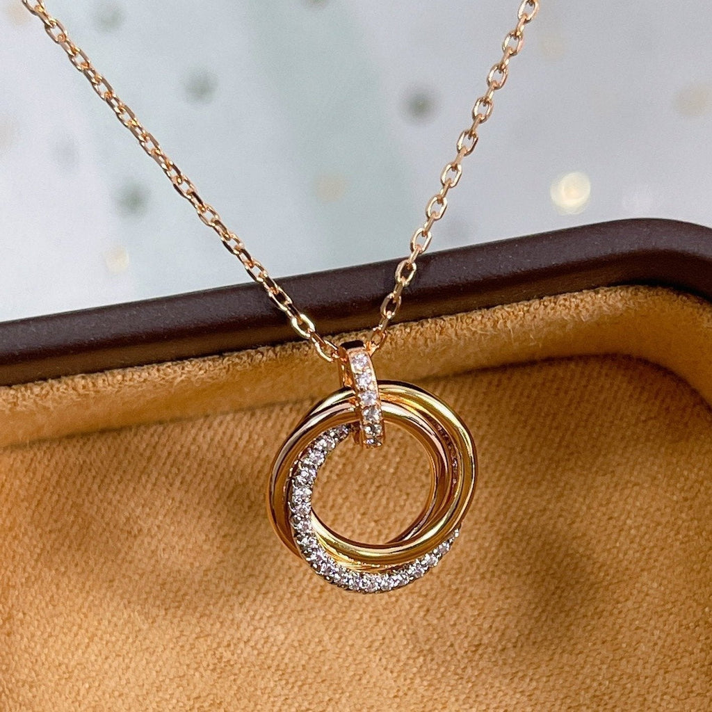 ¡®Lumi¡¯TRINITY NECKLACE SILVER GOLD PINK GOLD DIAMONDS