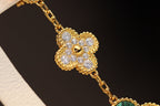 ¡®Lumi¡¯CLOVER EARRINGS GOLD MALACHITE DIAMOND 3 MOTIF