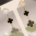 ¡®Lumi¡¯CLOVER EARRINGS GOLD ONYX MOP 3 MOTIF
