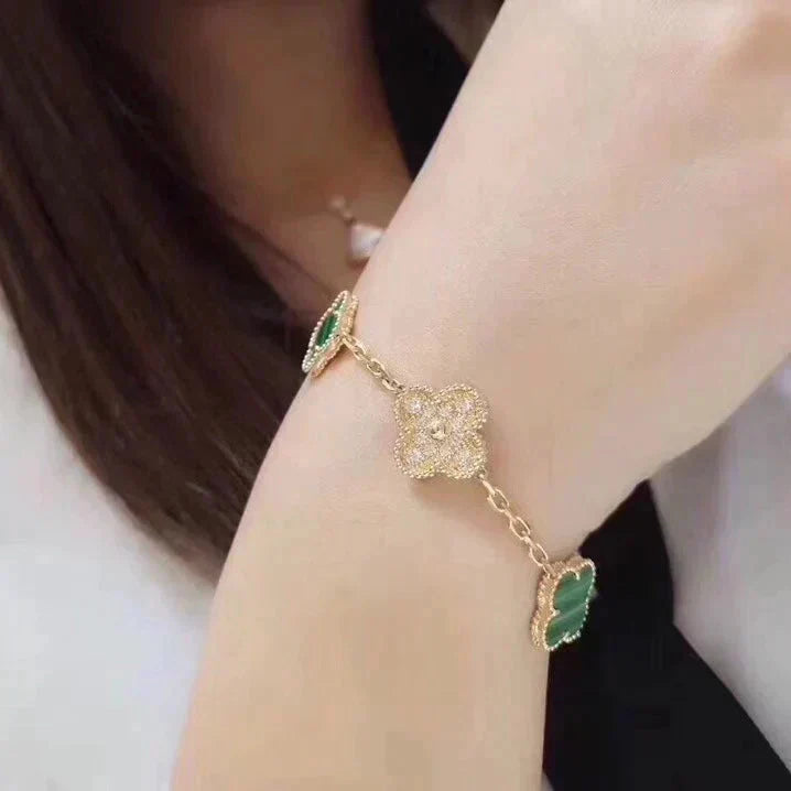 [Lumi jewelry] CLOVER 5 MOTIF MALACHITE BRACELET COLLECTION