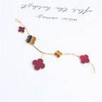 ¡®Lumi¡¯CLOVER BRACELET 5 MOTIFS CARNELIAN TIGER EYE