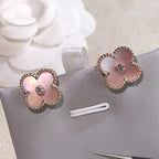 ¡®Lumi¡¯CLOVER MEDIUM 1 MOTIFS  PINK MOP DIAMOND EARRINGS