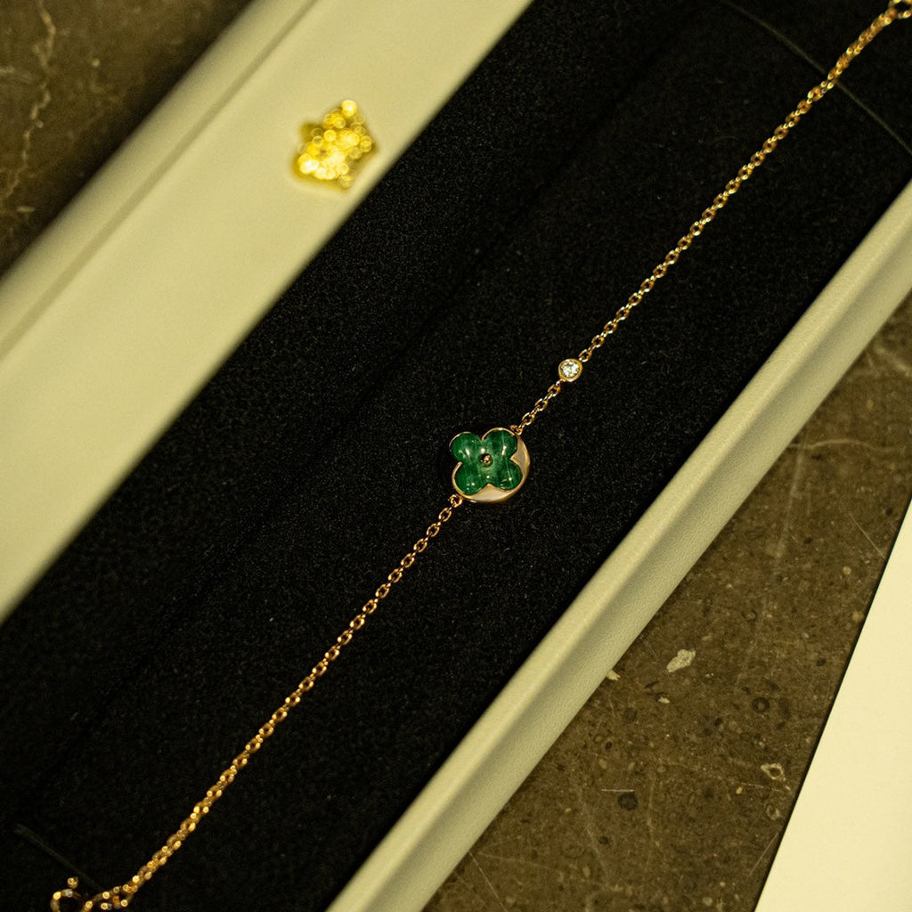 ¡®Lumi¡¯SUN MALACHITE 1 DIAMOND PINK GOLD BRACELET