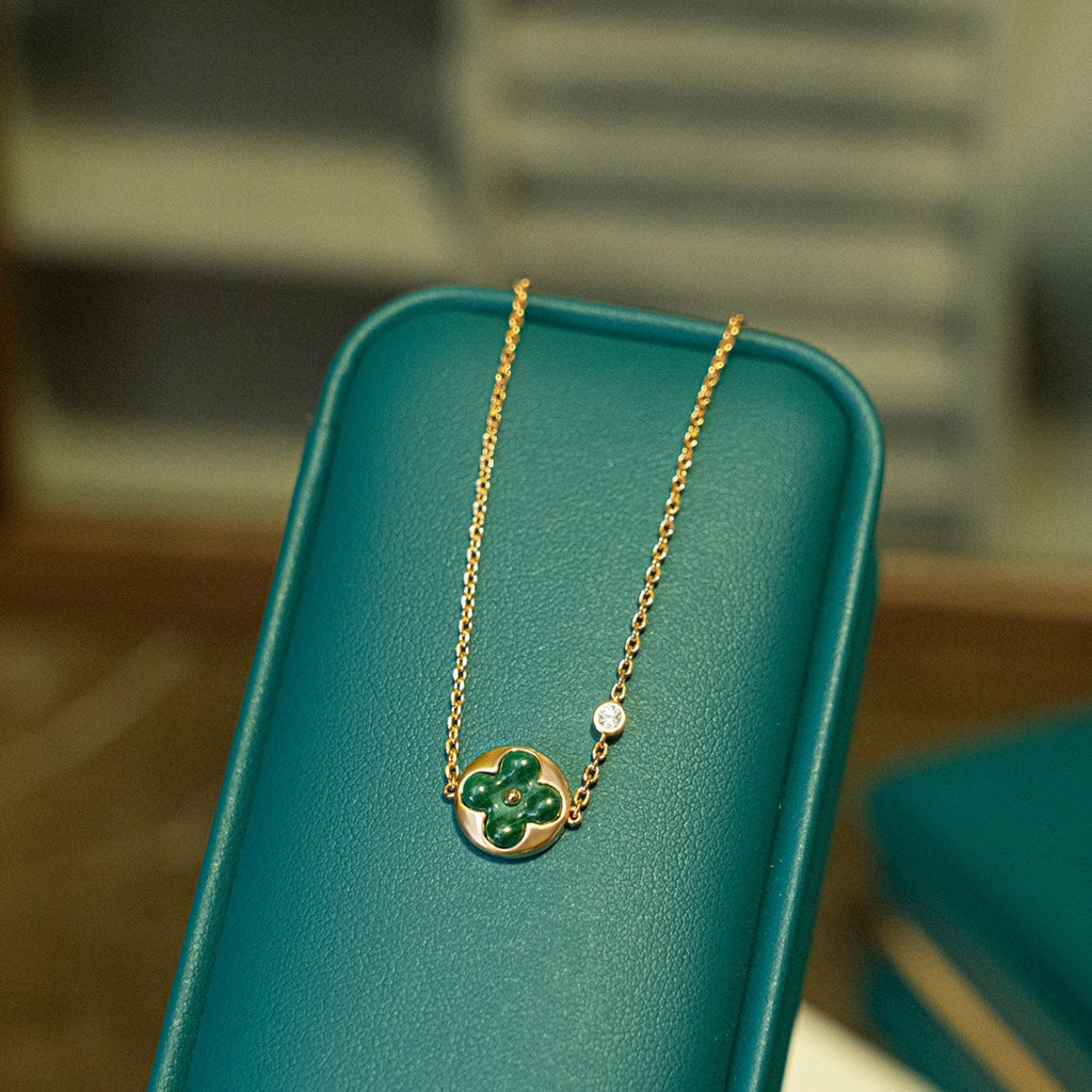 ¡®Lumi¡¯SUN MALACHITE 1 DIAMOND PINK GOLD BRACELET