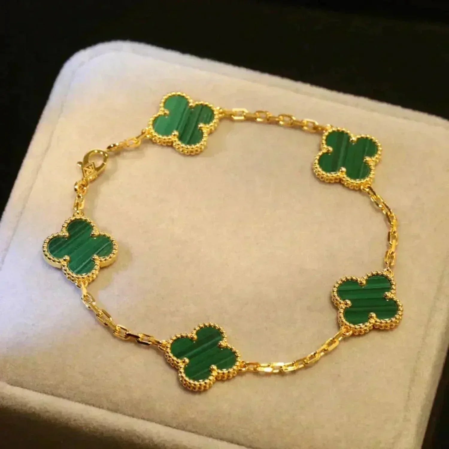 [Lumi jewelry] CLOVER 5 MOTIF MALACHITE BRACELET COLLECTION
