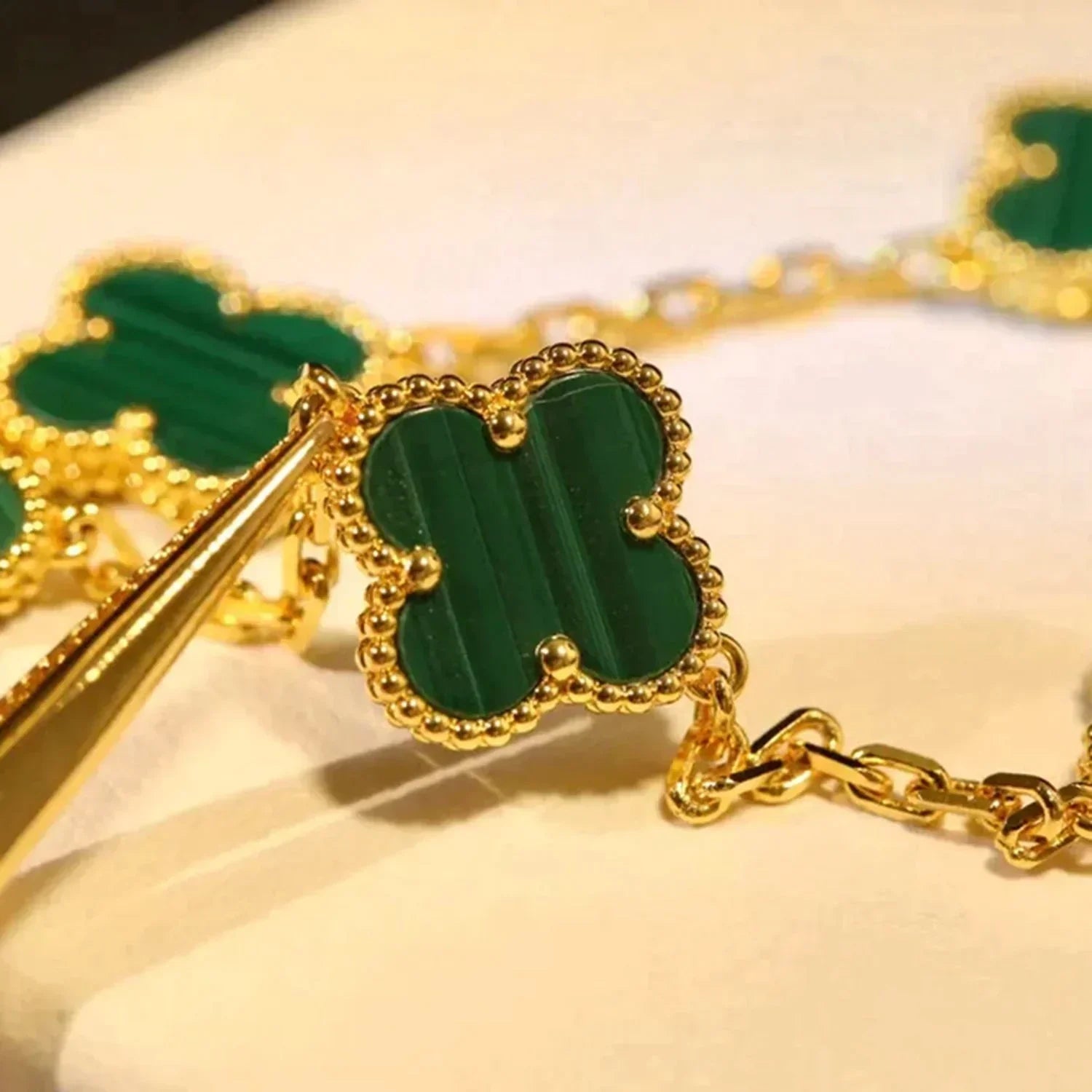 [Lumi]New  CLOVER 5 MOTIF MALACHITE BRACELET COLLECTION