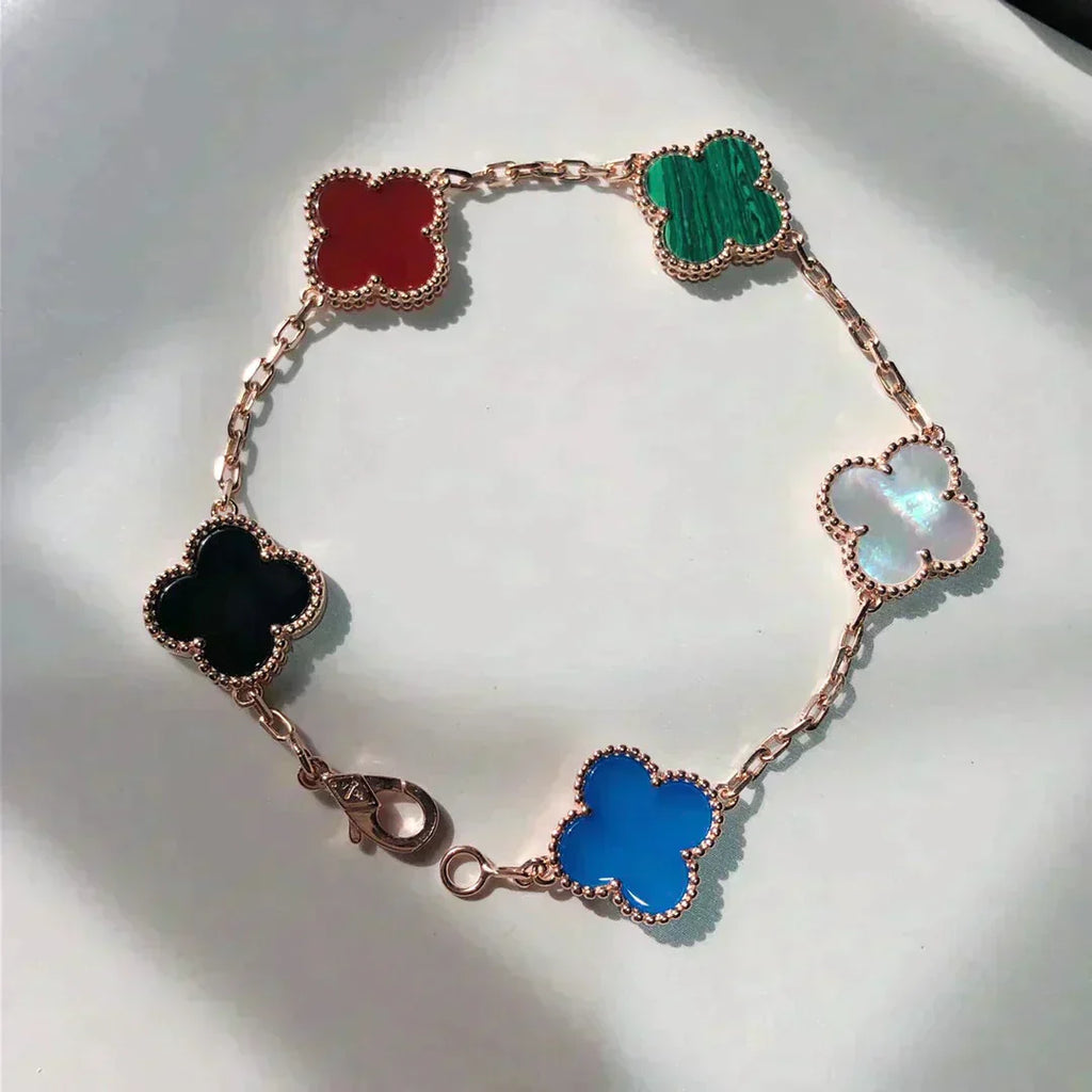 [Lumi]New CLOVER 5 MOTIFS MULTICOLOR BRACELET