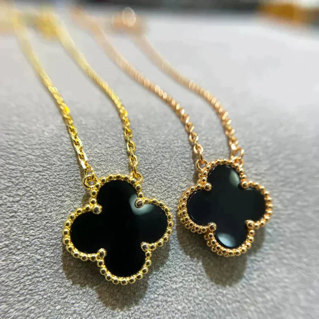 Lumi® CLOVER 15MM SCHWARZE ONYX-EINZELBLÜTEN-KETTE