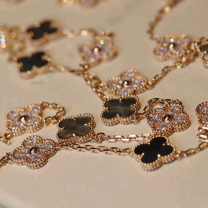 Lumi® CLOVER 20 MOTIFS DARK MOP DIAMOND NECKLACE