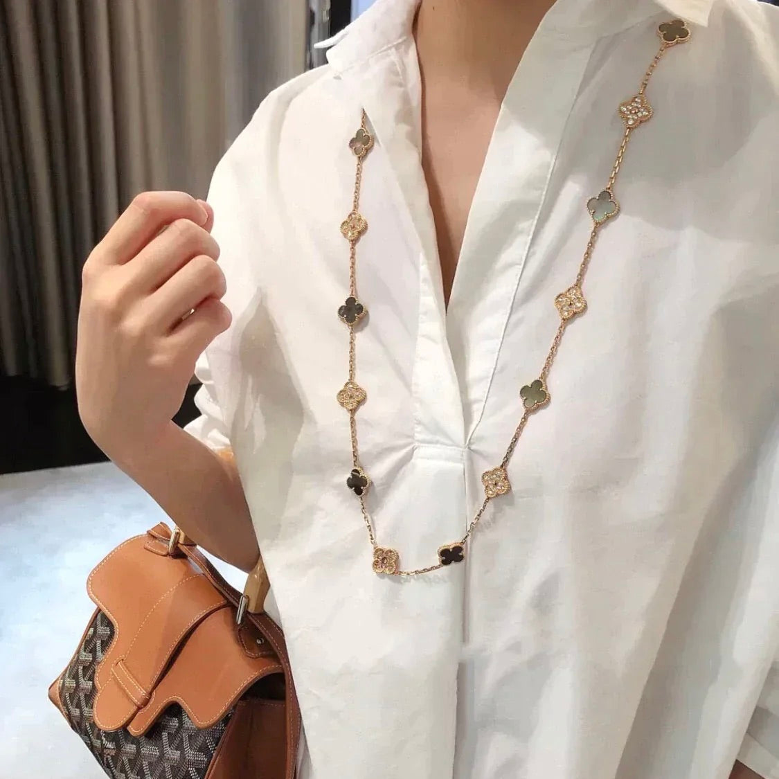 Lumi® CLOVER 20 MOTIFS DARK MOP DIAMOND NECKLACE