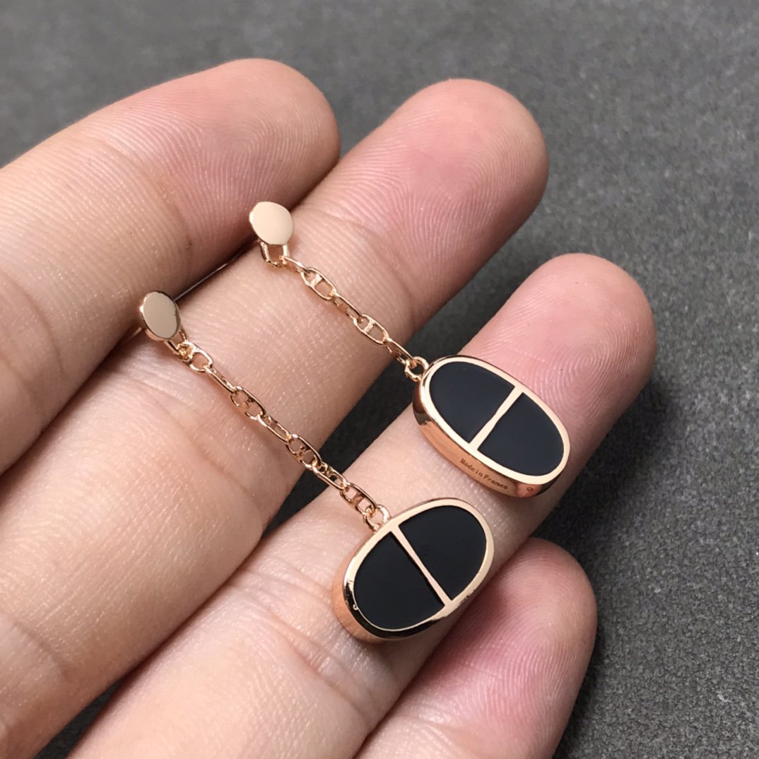 ¡®Lumi¡¯CHAINE VERSO BLACK CERAMIC SILVER EARRINGS