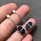 ¡®Lumi¡¯CHAINE VERSO BLACK CERAMIC SILVER EARRINGS