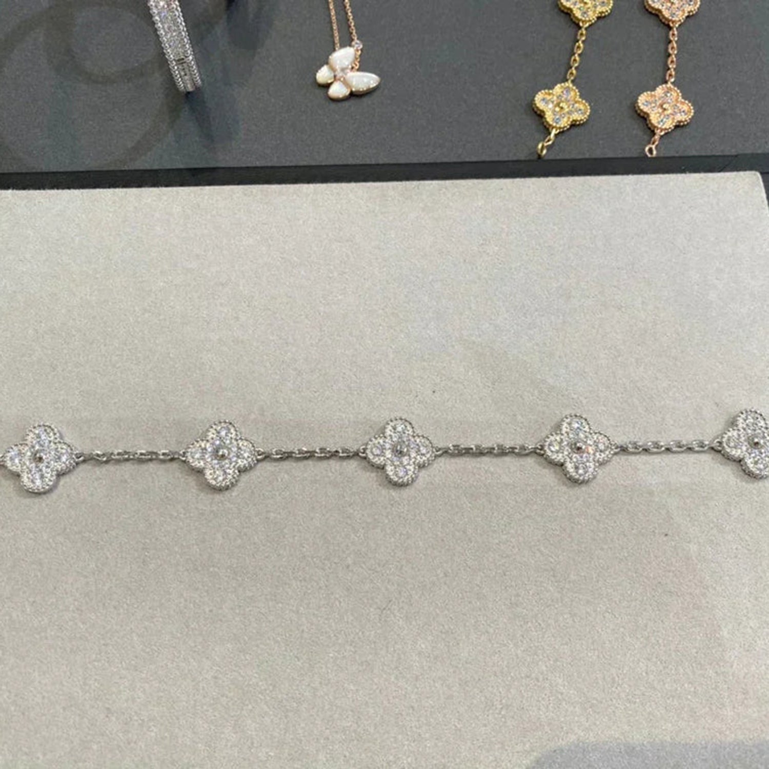 [Lumi]New  CLOVER 5 MOTIF FULL DIAMOND BRACELET COLLECTION