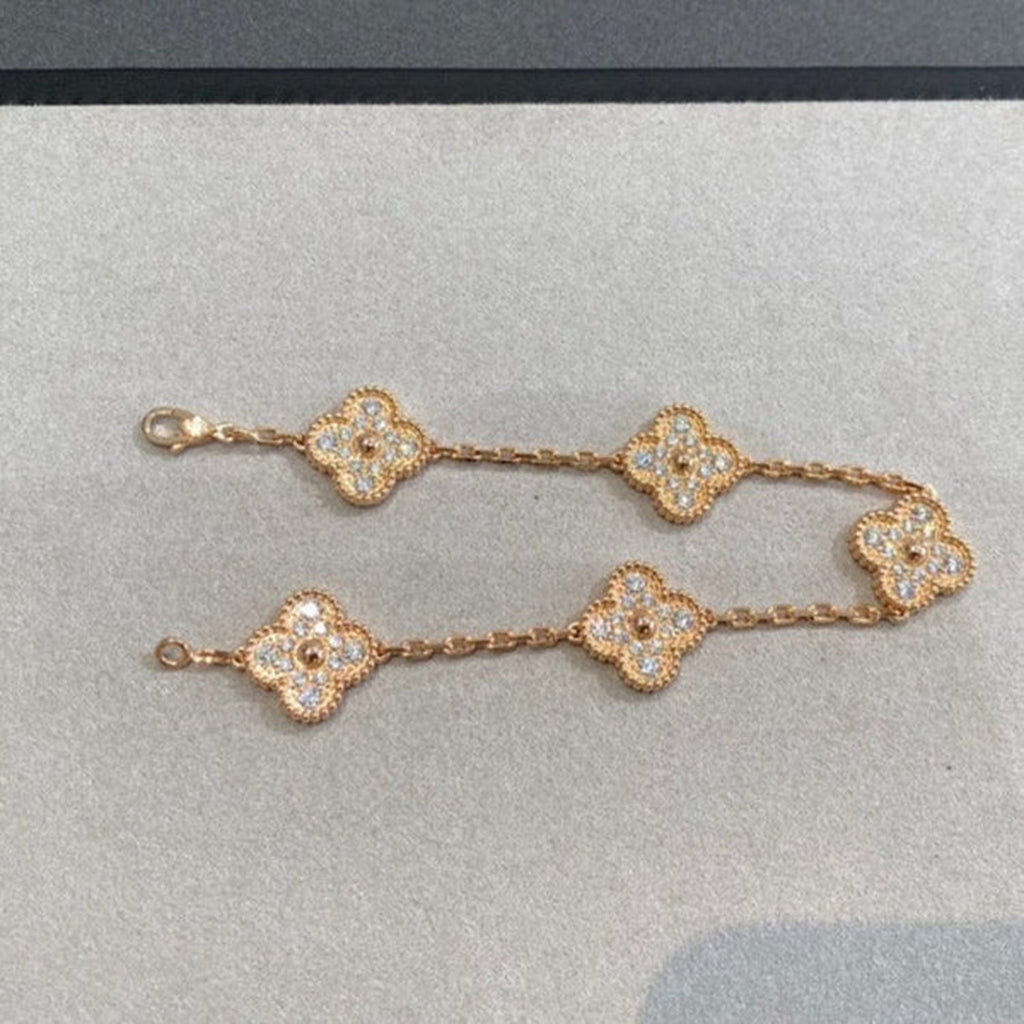 [Lumi]New  CLOVER 5 MOTIF FULL DIAMOND BRACELET COLLECTION