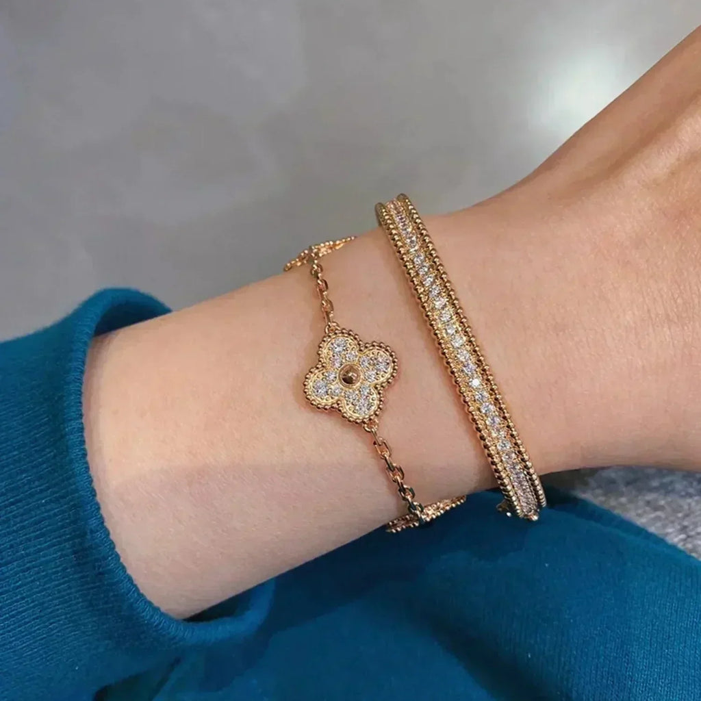 [Lumi]New  CLOVER 5 MOTIF FULL DIAMOND BRACELET COLLECTION