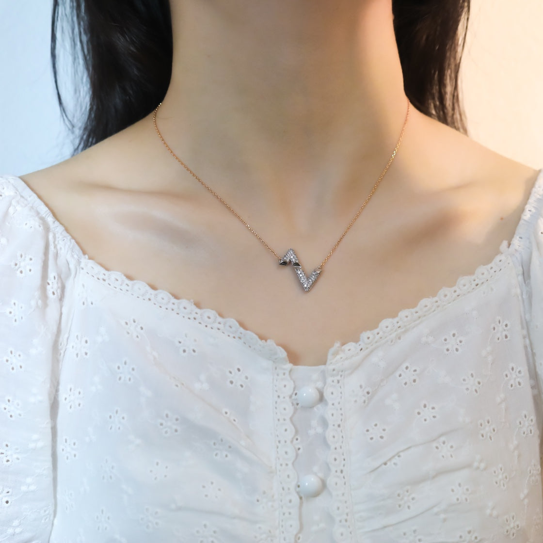 ¡®Lumi¡¯VOLT SILBERNE DIAMANT-ANHÄNGER-KETTE