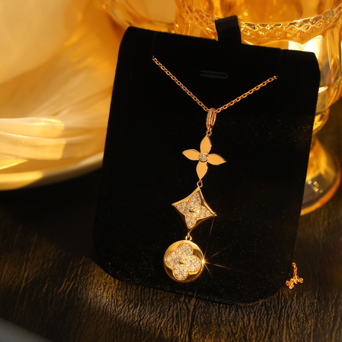 ®Lumi® Stern- und Sonnen-Diamant-Halskette aus Roségold