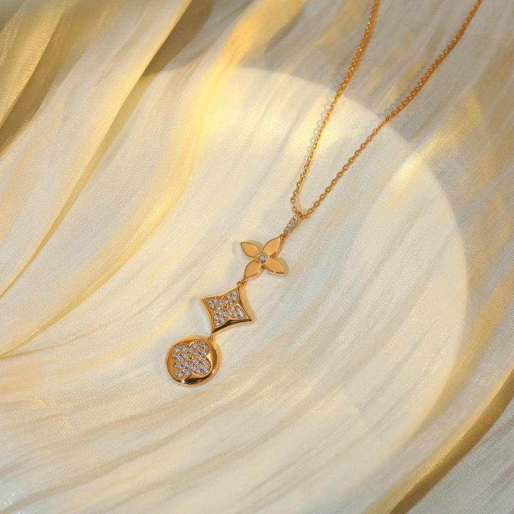 ®Lumi® Stern- und Sonnen-Diamant-Halskette aus Roségold