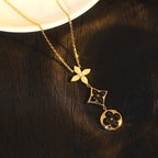 ¡®Lumi¡¯STAR AND SUN ONYX PINK GOLD NECKLACE