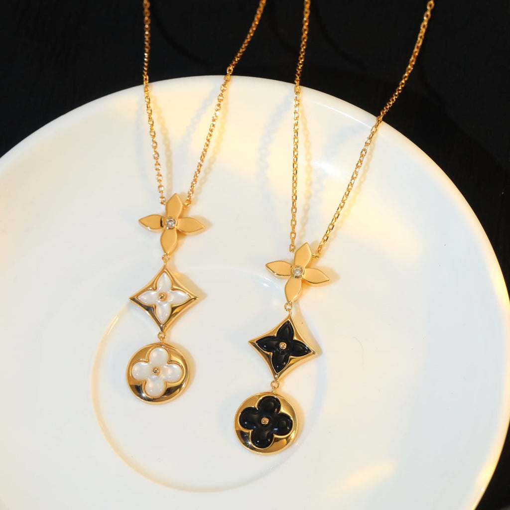¡®Lumi¡¯STAR AND SUN ONYX PINK GOLD NECKLACE