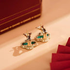 ¡®Lumi¡¯CLOVER MEDIUM 1 MOTIFS MALACHITE  EARRINGS