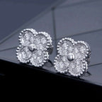¡®Lumi¡¯CLOVER 1 MOTIFS DIAMOND STUD EARRINGS SILVER