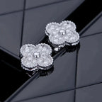 ¡®Lumi¡¯CLOVER 1 MOTIFS DIAMOND STUD EARRINGS SILVER