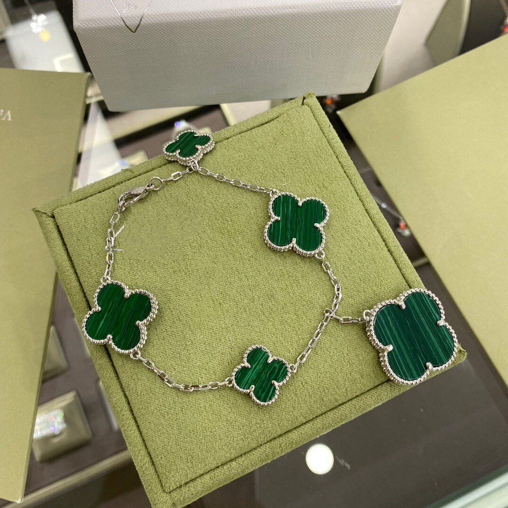Lumi® CLOVER 5 MOTIFS SIVLER MALACHITE ARMBAND