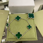 Lumi® CLOVER 5 MOTIFS SIVLER MALACHITE ARMBAND
