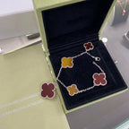 ¡®Lumi¡¯CLOVER 5 MOTIFS SIVLER CARNELIAN TIGER EYE BRACELET