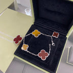 ¡®Lumi¡¯CLOVER 5 MOTIFS SIVLER CARNELIAN TIGER EYE BRACELET