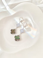 ¡®Lumi¡¯CLOVER 3 MOTIFS CHALCEDONY DARK MOP SILVER EARRINGS