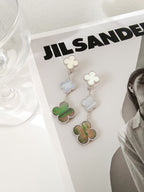 ¡®Lumi¡¯CLOVER 3 MOTIFS CHALCEDONY DARK MOP SILVER EARRINGS