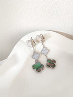 ¡®Lumi¡¯CLOVER 3 MOTIFS CHALCEDONY DARK MOP SILVER EARRINGS