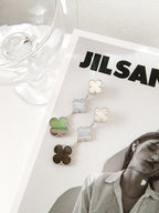 ¡®Lumi¡¯CLOVER 3 MOTIFS CHALCEDONY DARK MOP SILVER EARRINGS