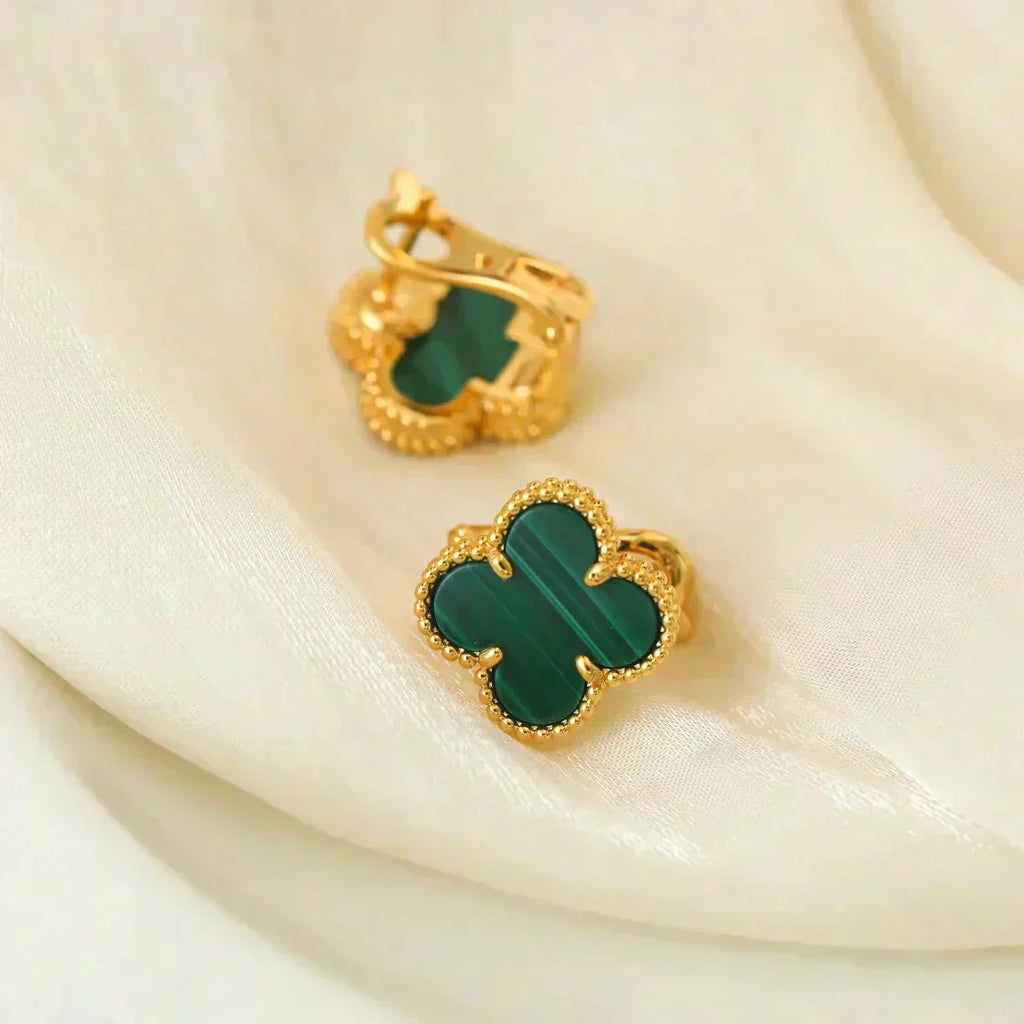 ¡®Lumi¡¯CLOVER MEDIUM 1 MOTIFS MALACHITE  EARRINGS