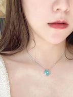 ¡®Lumi¡¯CLOVER 1 DIAMOND LIGHT BLUE SILVER NECKLACE