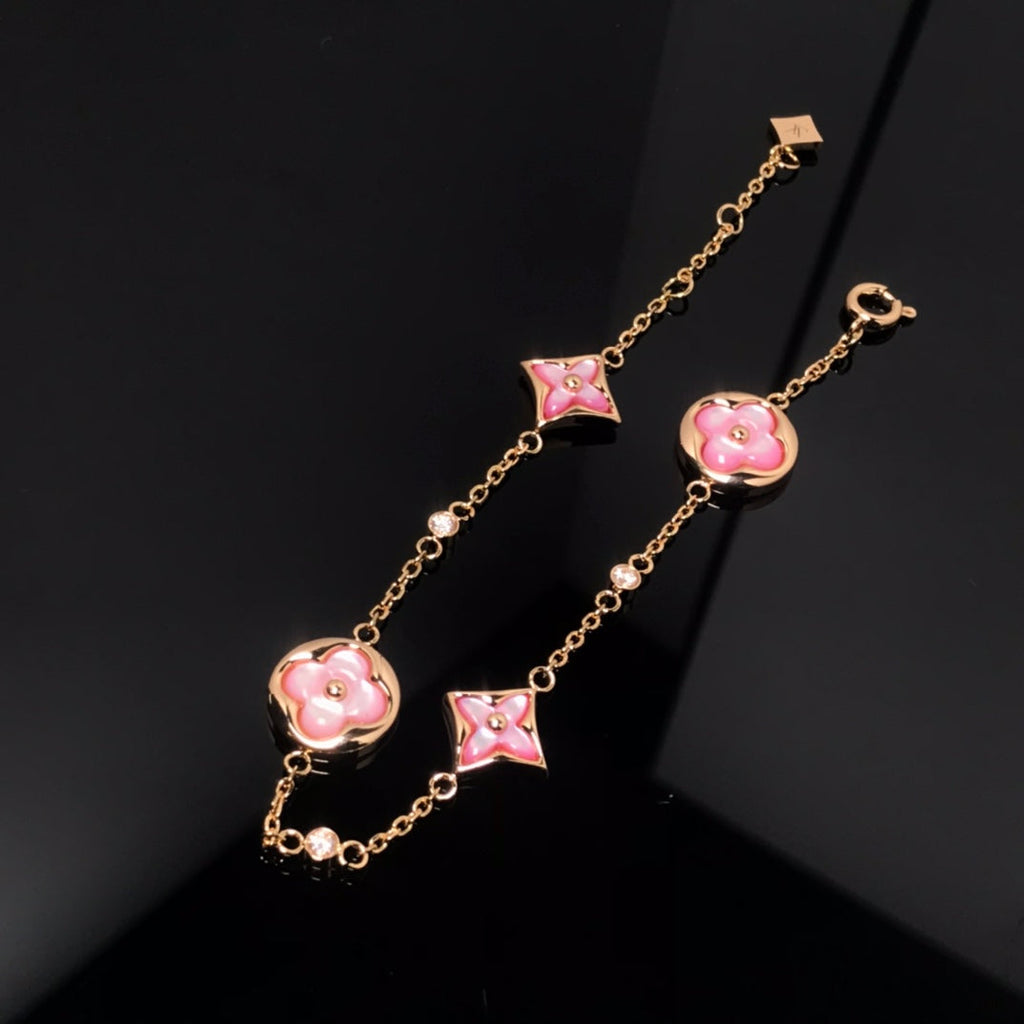 Lumi® Armband mit Stern und Sonne, 4 Motive, rosa Mopp, rosa Gold 
