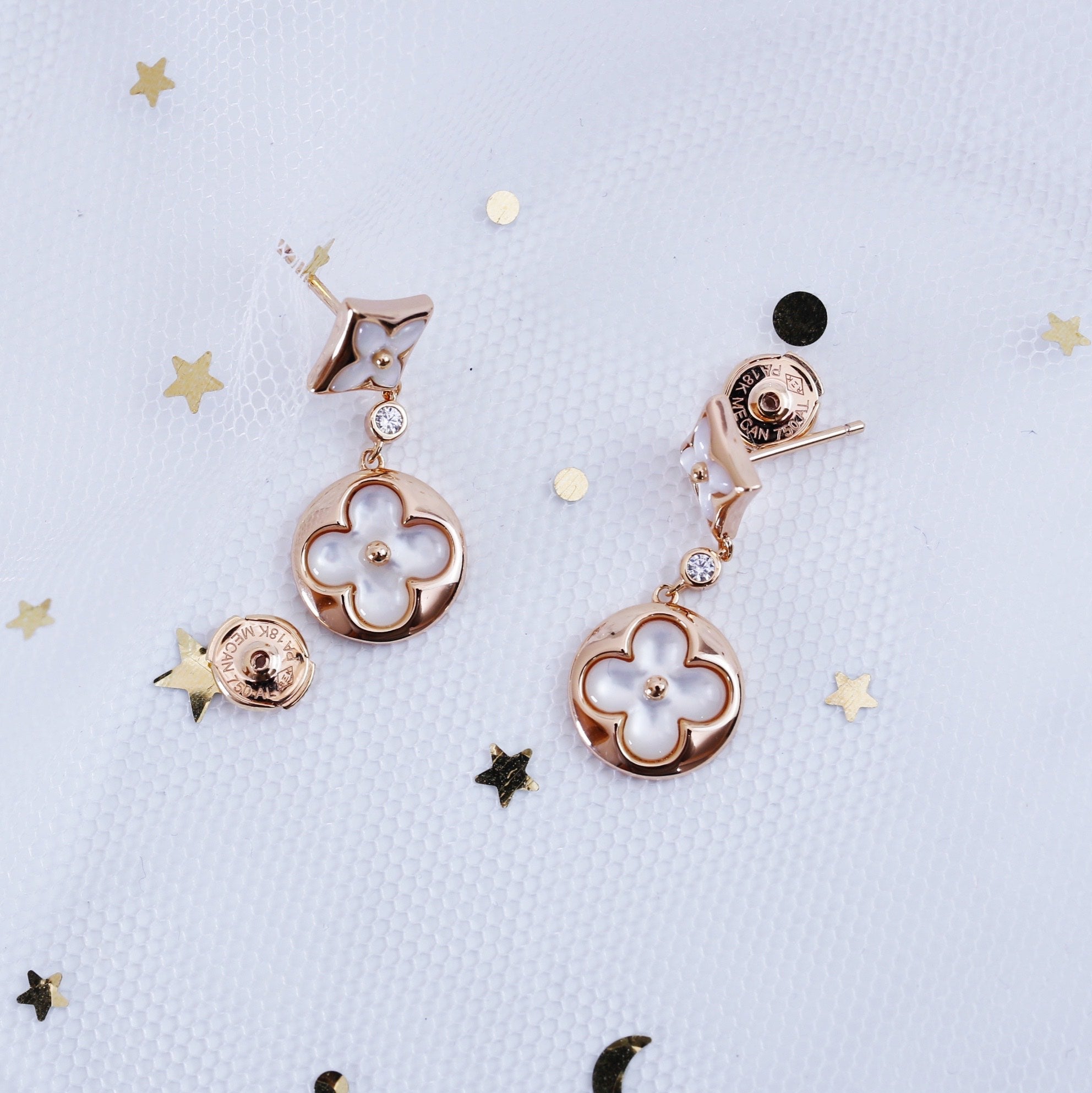 ¡®Lumi¡¯STAR AND SUN PINK GOLD MOP DROP EARRINGS