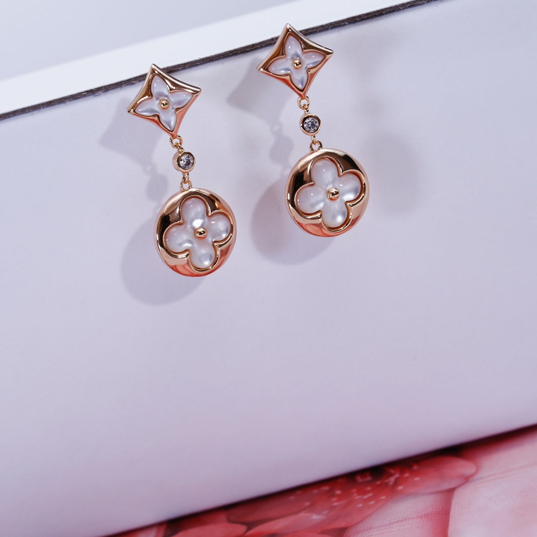 ¡®Lumi¡¯STAR AND SUN PINK GOLD MOP DROP EARRINGS