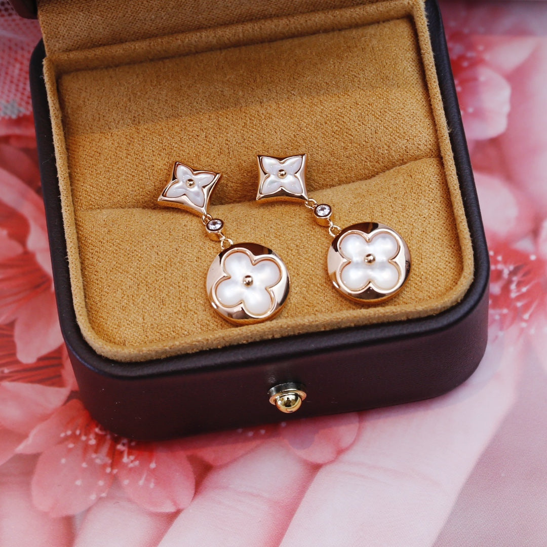¡®Lumi¡¯STAR AND SUN PINK GOLD MOP DROP EARRINGS