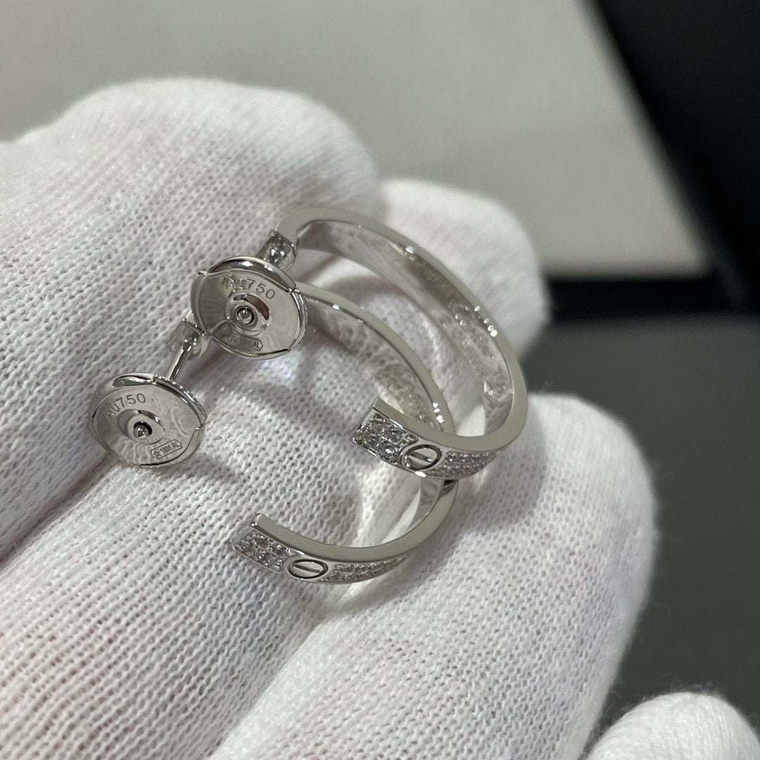 ¡®Lumi¡¯LOVE DIAMOND SILVER HOOP EARRINGS