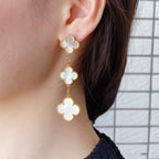 ¡®Lumi¡¯CLOVER MOP 3 MOTIFS GOLD EARRINGS